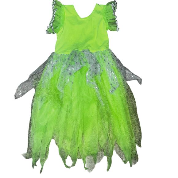 Vintage Disney Store neon green tinker Bell costume dress up tulle dress sz 2/4 - Picture 4 of 6